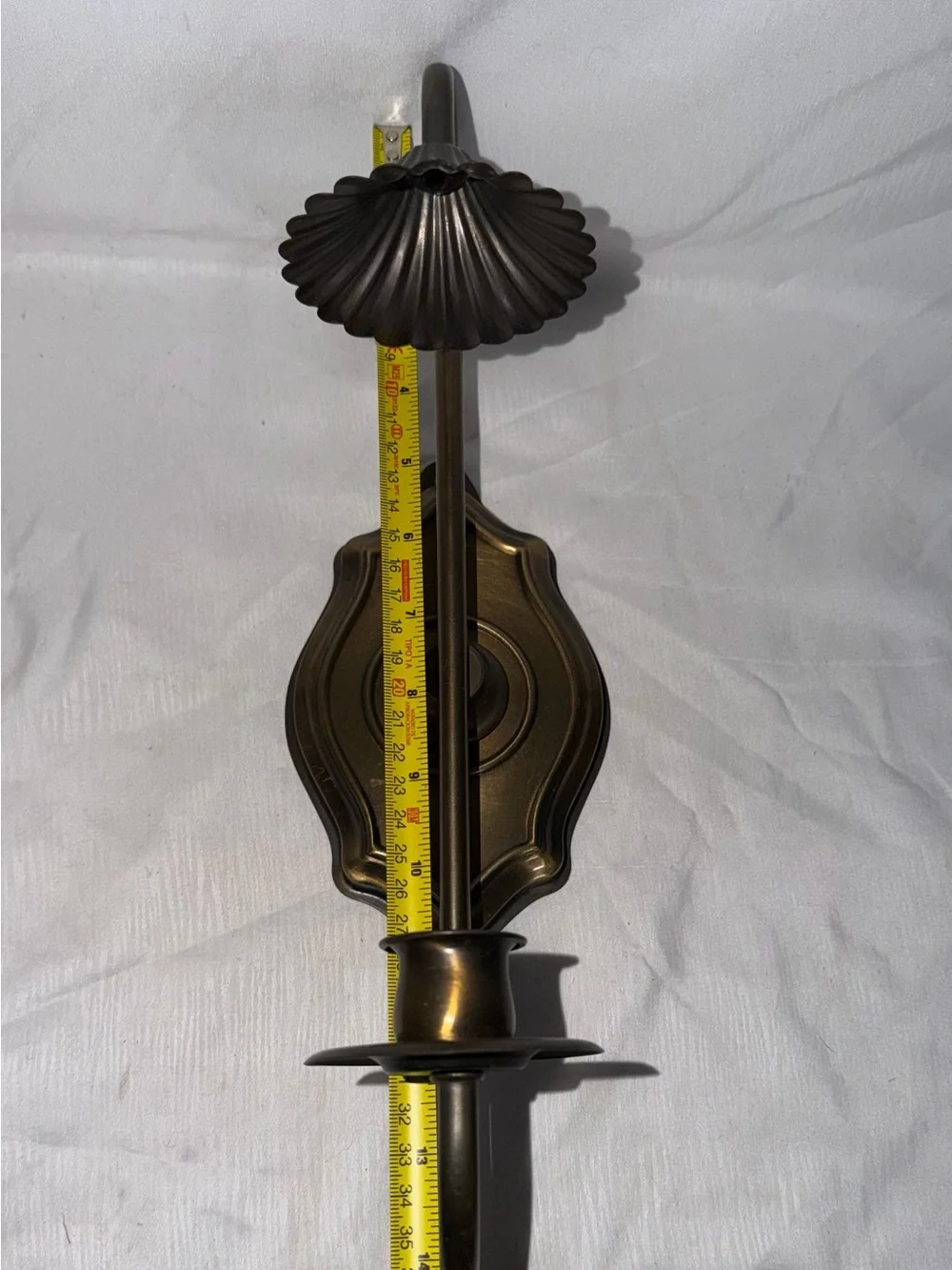 Vintage Homco Brass Single Taper Candle Wall Sconce